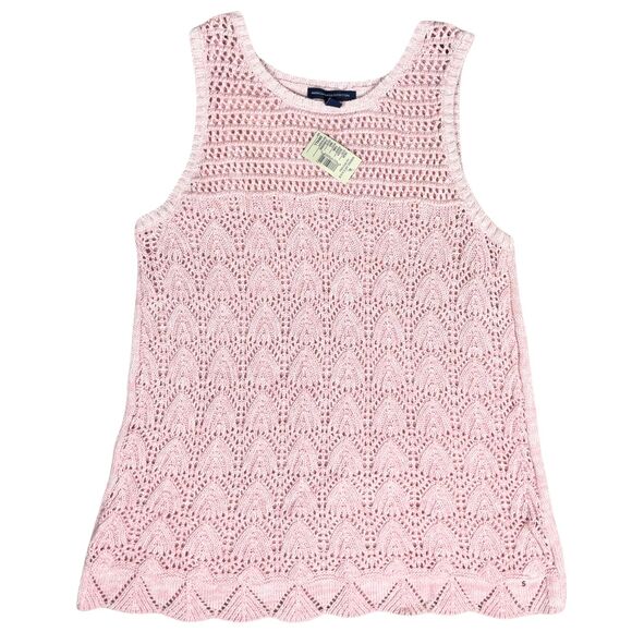 American Eagle Tank Top Womens Crochet Patterned Knit Sleeveless Small Pink Y2K - Picture 2 of 8